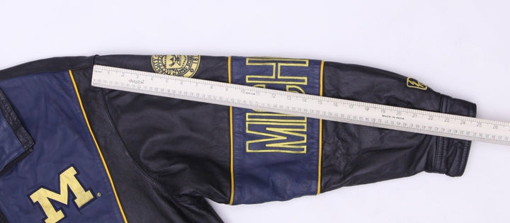 Vintage Pro Player University of Michigan Wolverines Full Zip Leather Jacket L