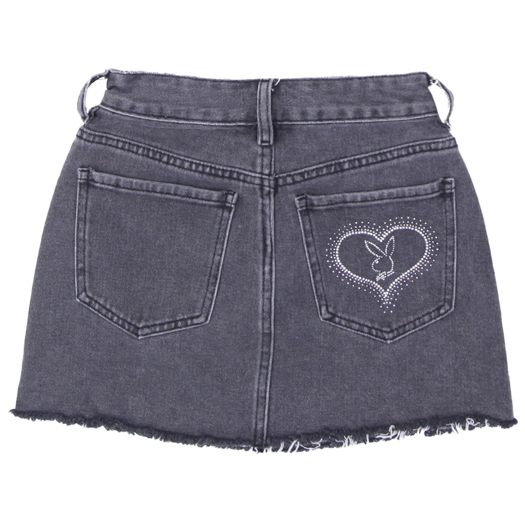 Y2K Playboy Frayed Denim Mini Skirt - Fashion Rerun Vintage Migration_Skirt