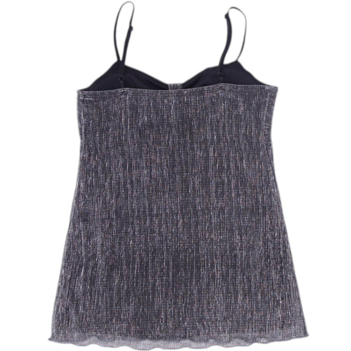 Y2K Ladies Tank Top Black Metallic Knit Sleeveless Size S
