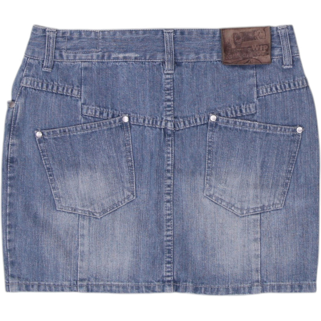 Y2K Embroidered Denim Mini Skirt Size S | Migration_Skirts - Side View | Fashion Rerun