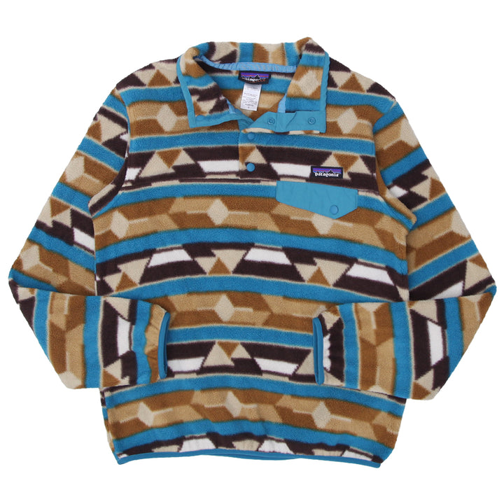 Ladies Patagonia Synchilla Snap T Fleece Pullover Brown / Blue - Fashion Rerun Vintage Migration_Sweaters