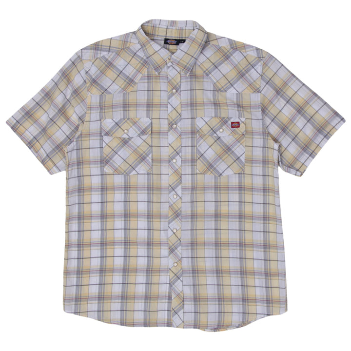 Mens Dickies Plaid Pearl Snap Button Shortsleeve Shirt