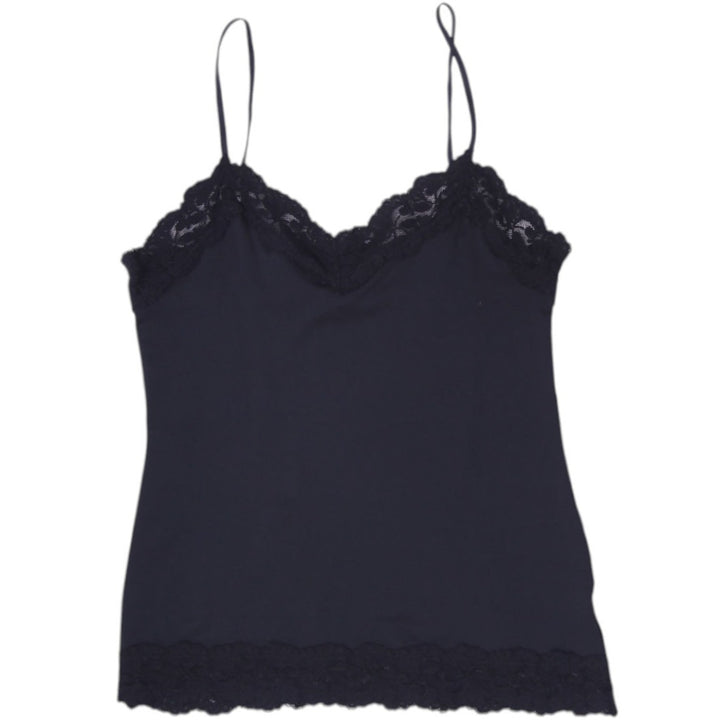 Y2K Ladies White House Black Market Lace Trim Camisole Top Black Size S