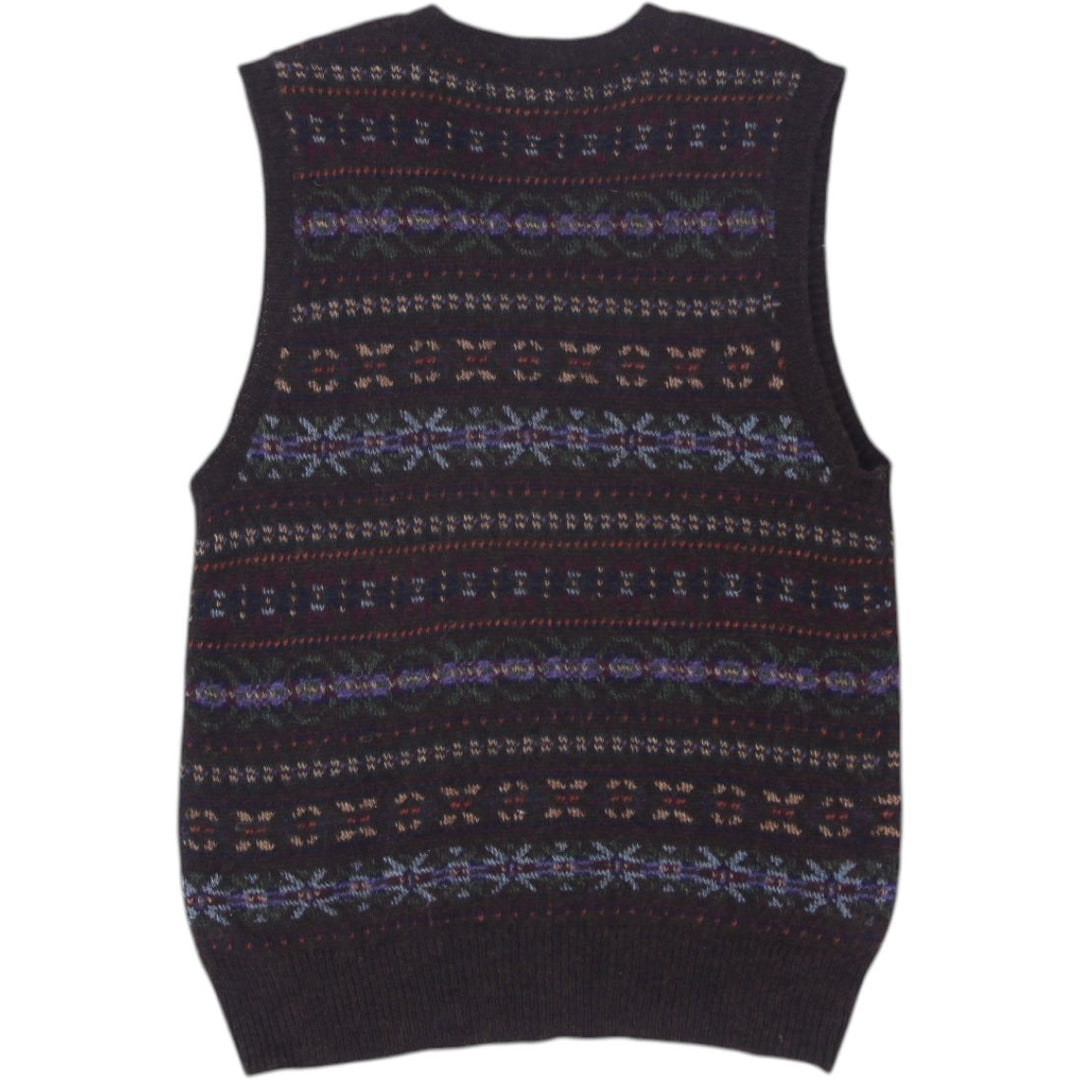 Vintage Mens Polo Ralph Lauren Vest Brown Wool Patterned Knitwear Size M | Migration_Vests RL Collection - Si | Fashion Rerun