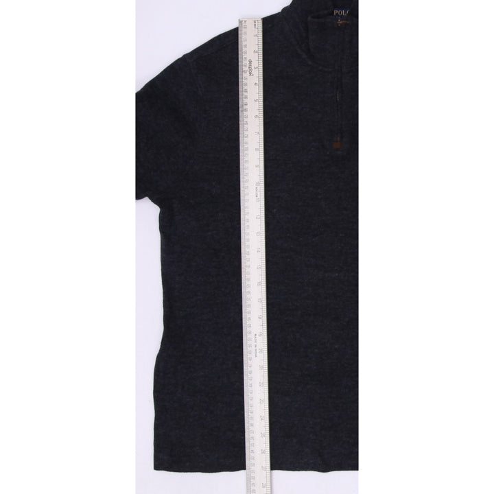Mens Polo Ralph Lauren Quarter Zip Charcoal Gray Mock Neck Sweater Size M
