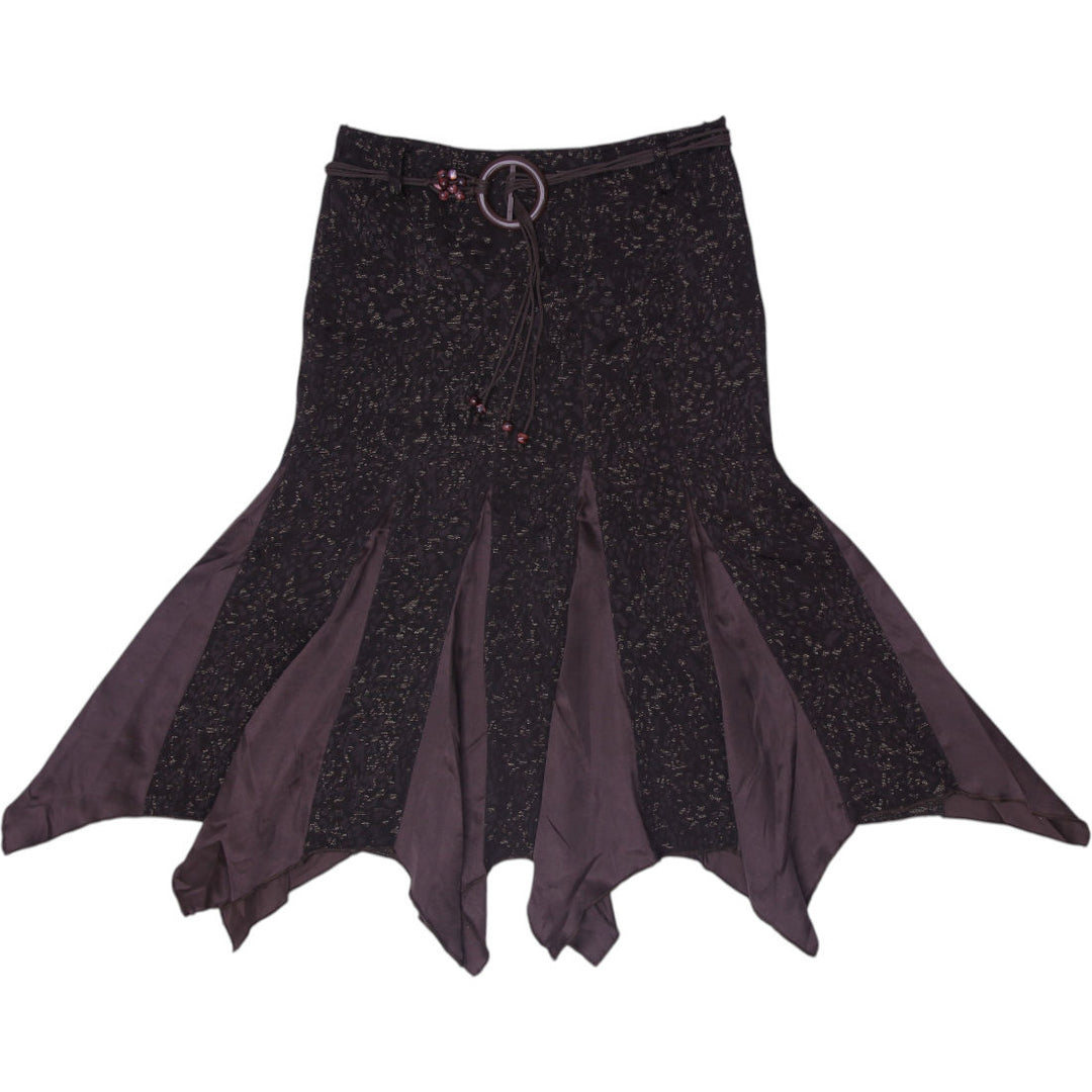 Y2K Ladies Parsing Skirt Brown Floral Boho Gypsy Style