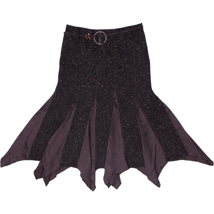 Y2K Ladies Parsing Skirt Brown Floral Boho Gypsy Style