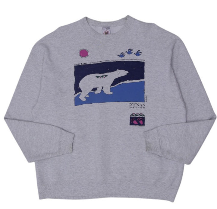 Vintage Mens Fruit of the Loom Polar Bear Graphic Sweatshirt Made in USA Size XL | Migration_Sweatshirts | Fashion Rerun