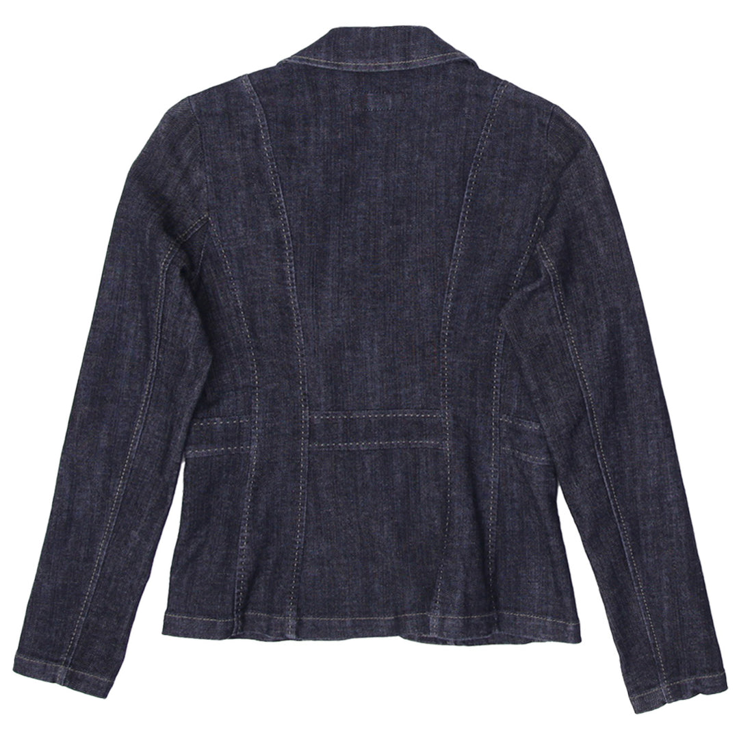 Ladies Black Longsleeve Buttondown Denim Coat