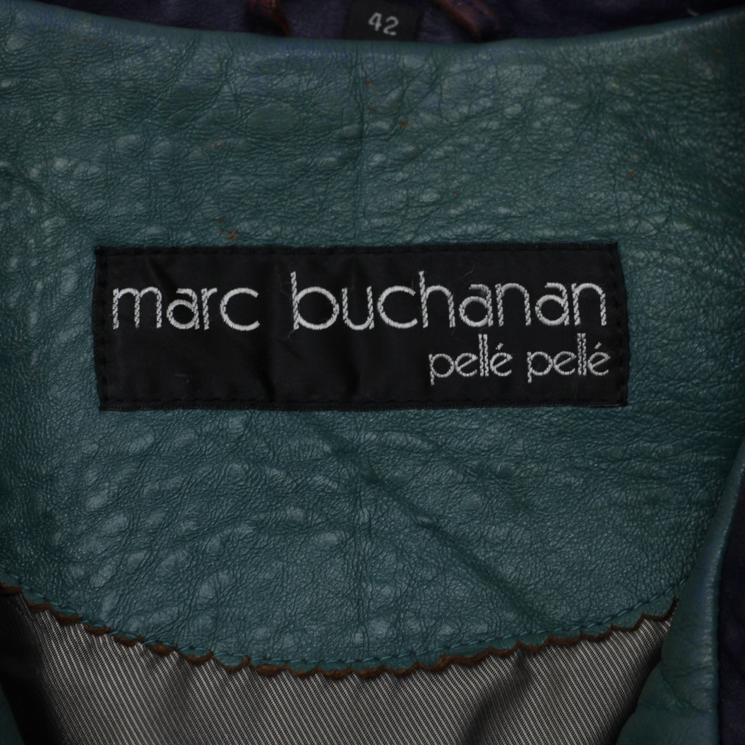 Vintage 90s Marc Buchanan Pelle Pelle Green Leather Jacket Size 42 | Migration_Jackets - Back View | Fashion Rerun