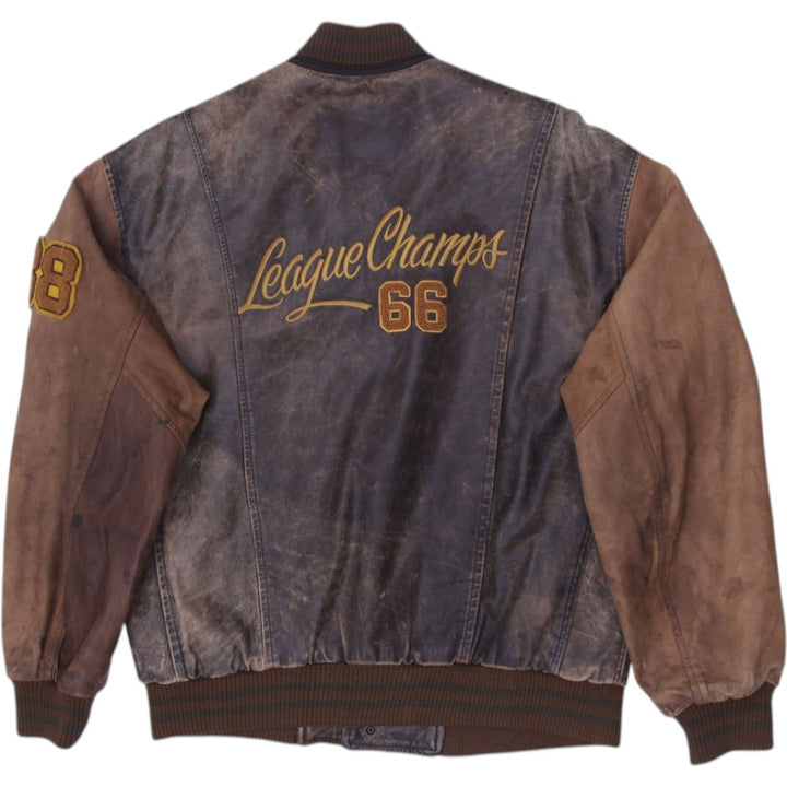Vintage Gas House Gang 66 Champs Brown Leather Jacket L | Migration_Jackets - Side View | Fashion Rerun
