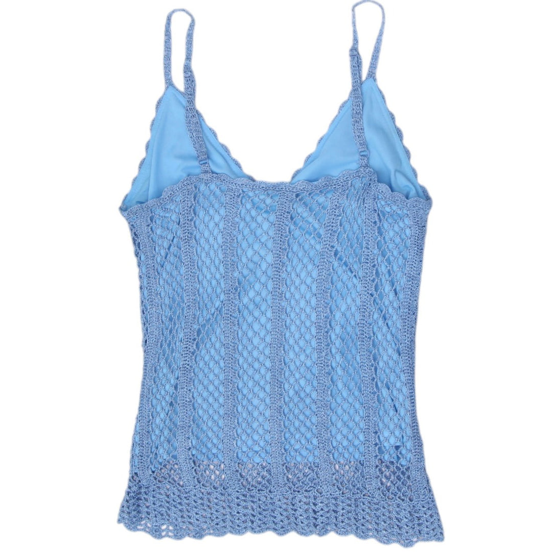 Y2K Ladies Le Chateau Open Weave Crochet Layered Cami Tank Top Size L
