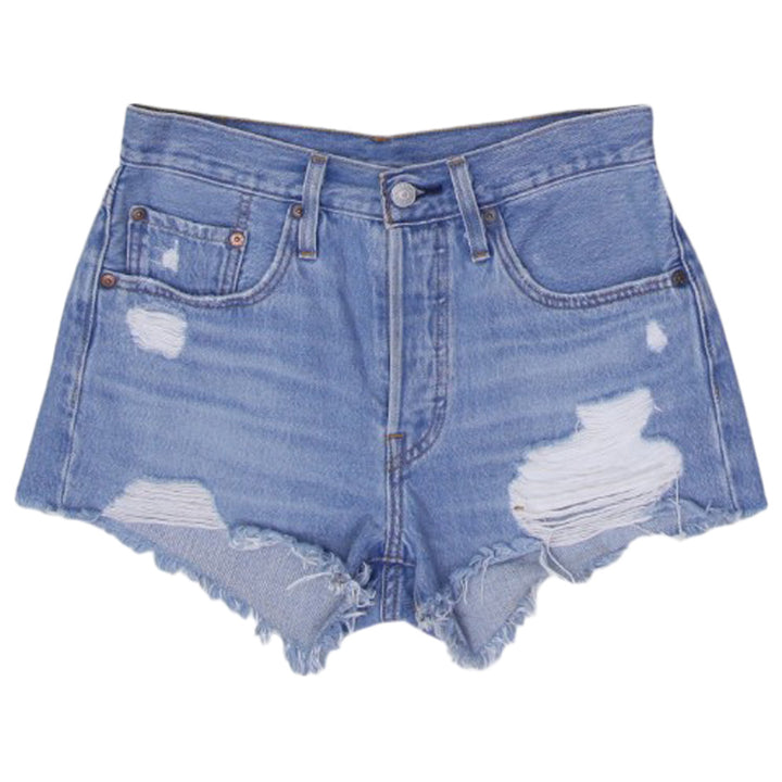 Ladies Levis Ripped 501 Button Fly Denim Shorts
