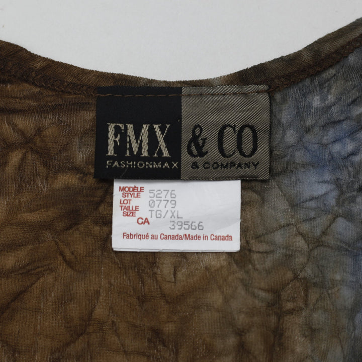 Y2K Ladies FMX & Co Earth Tone Tie Dye Crinkle Tank Top Size XL