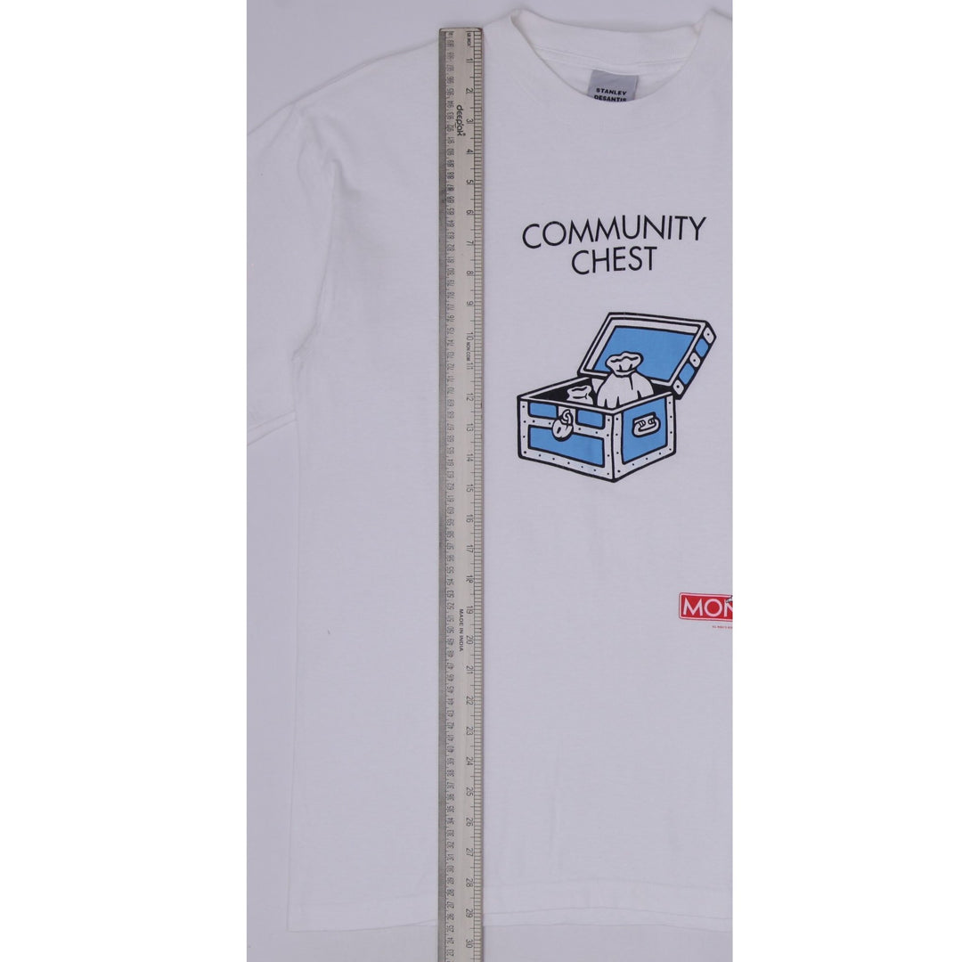 Vintage 1996 Monopoly Community Chest T-Shirt Stanley Desantis Single Stitch L