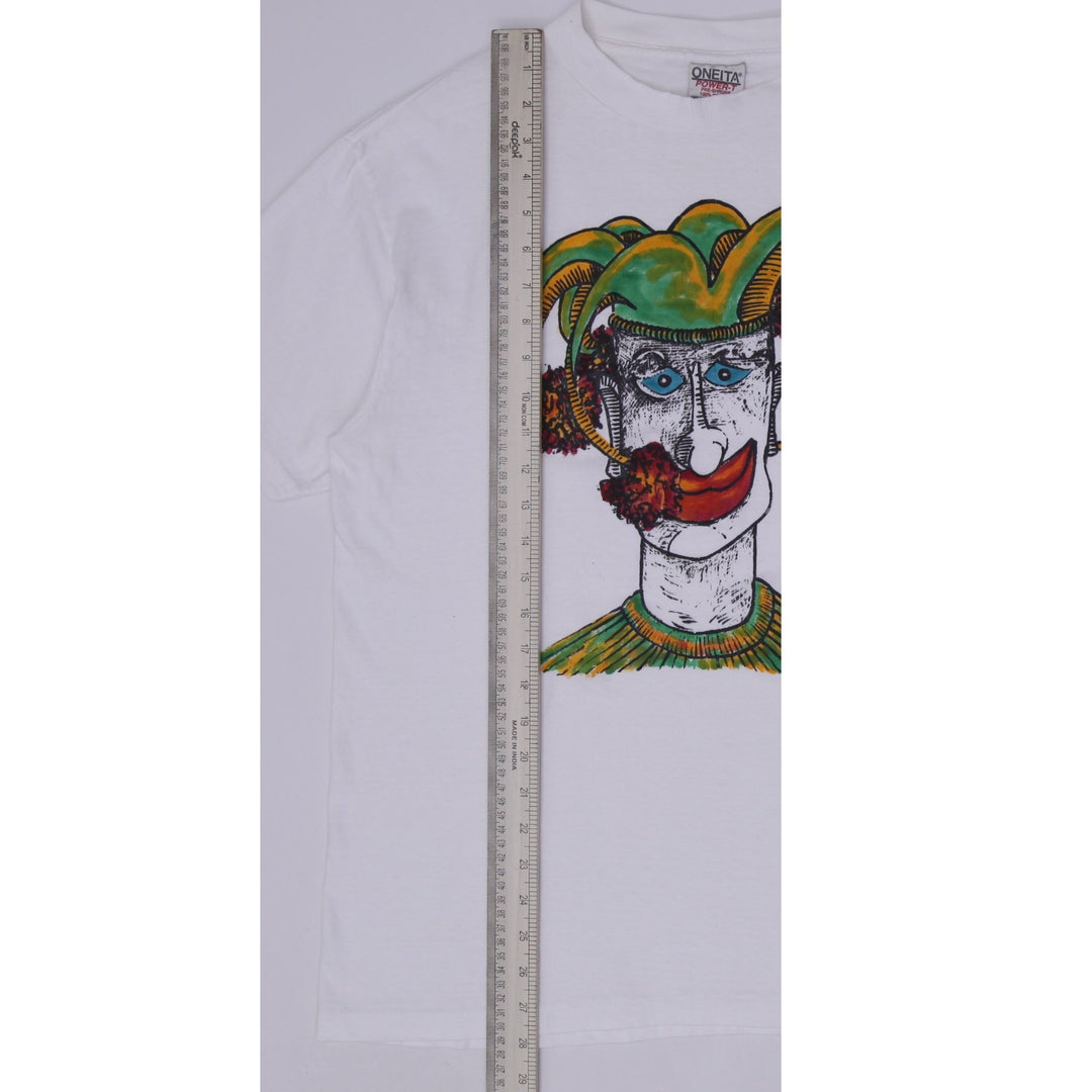 Vintage 90's Hellman "Jester" Graphic T-Shirt Size L Rare Oneita Power-T Single Stitch