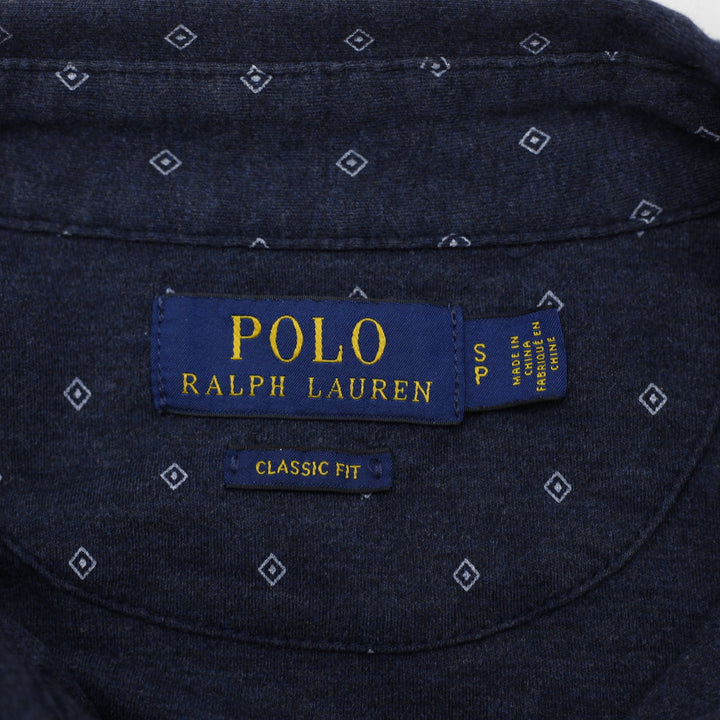 Mens Polo Ralph Lauren Polo Navy Patterned Short Sleeve Classic Shirt Size S | Migration_T-Shirts - Back View | Fashion Rerun