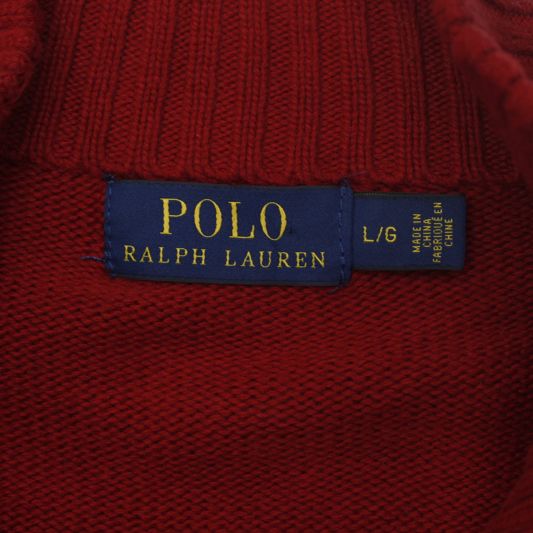 Mens Polo Ralph Lauren Red Knit Collared Quarter Button Sweater L | Migration_Knitwear & Sweaters RL Collecti | Fashion Rerun