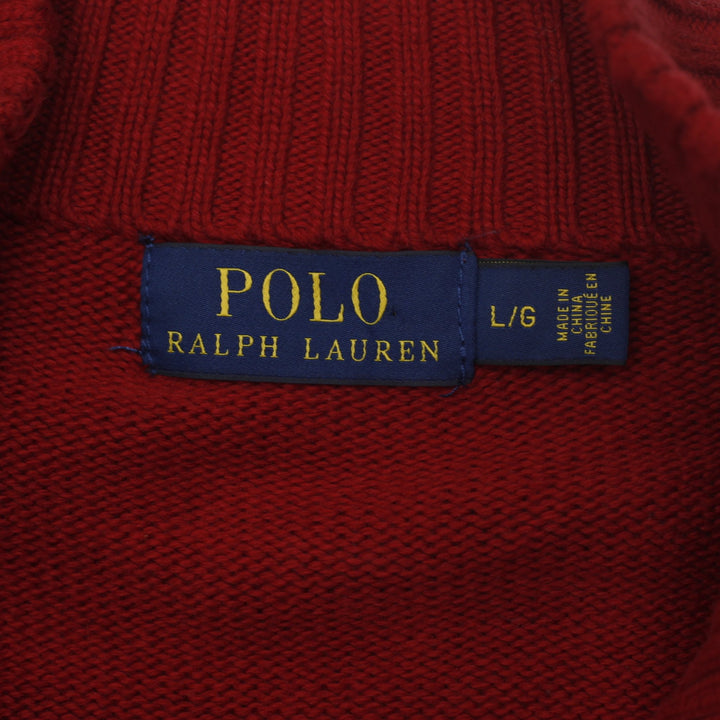 Mens Polo Ralph Lauren Red Knit Collared Quarter Button Sweater L | Migration_Knitwear & Sweaters RL Collecti | Fashion Rerun