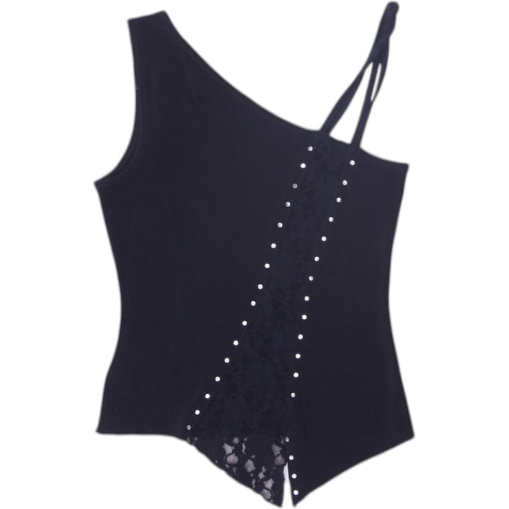 Y2K Ladies Black Strappy Asymmetric Top | Migration_Y2K Tops | Fashion Rerun