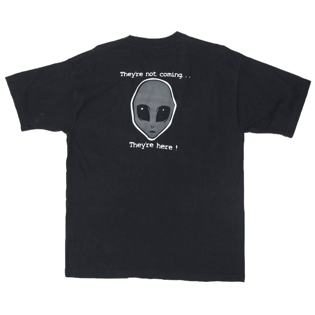 Vintage The X-Files Alien 'They're Not Coming T-Shirt Made In USA Black XL