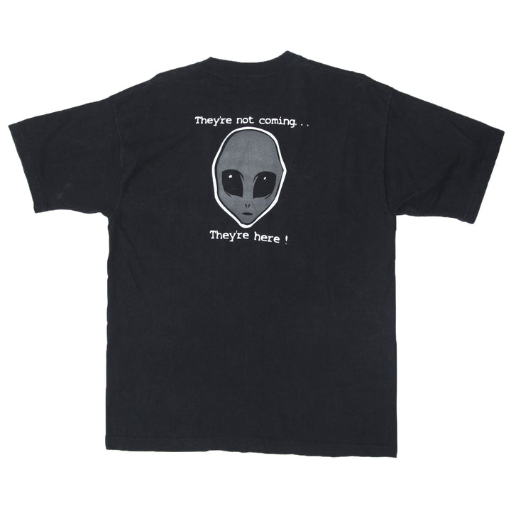 Vintage The X-Files Alien 'They're Not Coming T-Shirt Made In USA Black XL