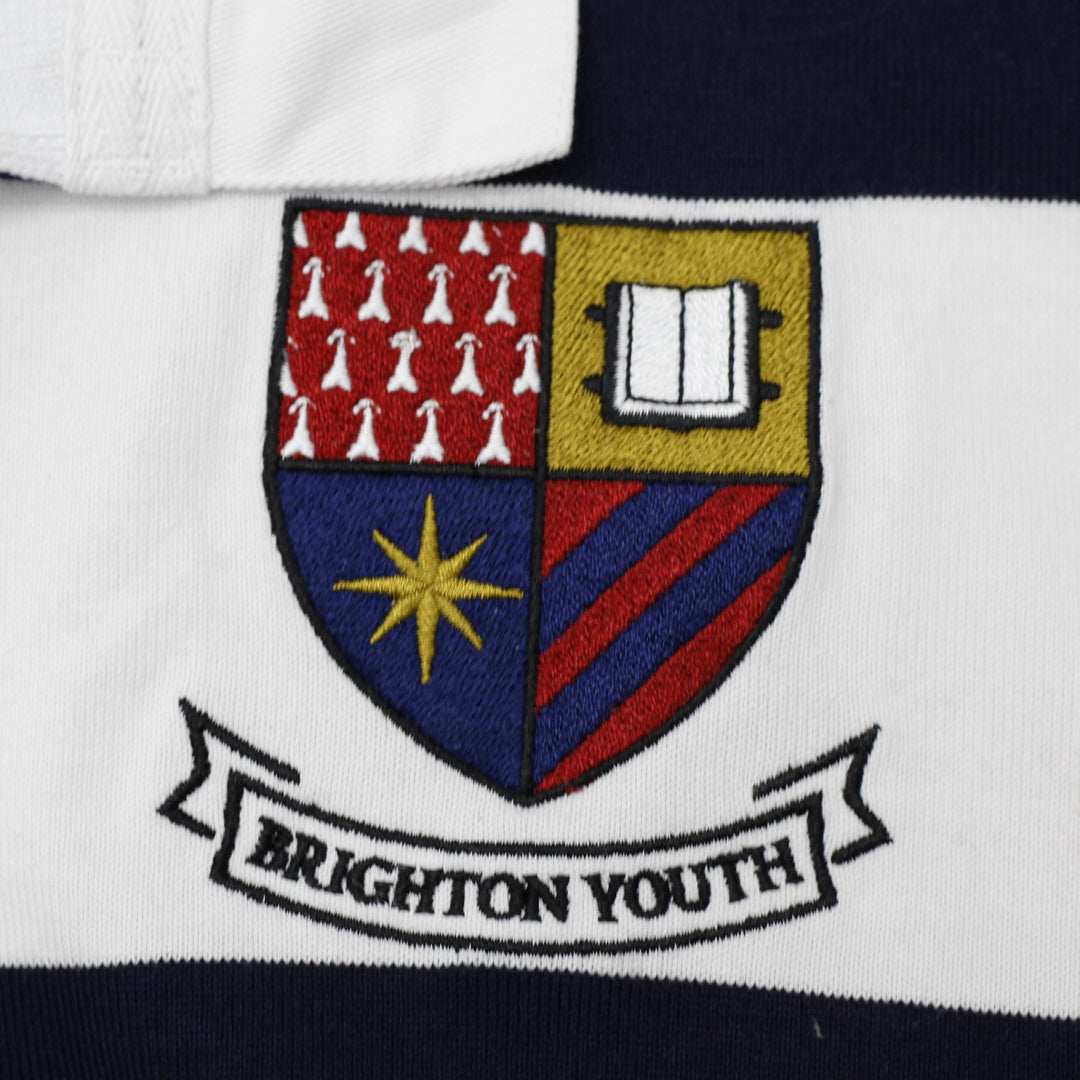 Vintage Canterbury Rugby Shirt Navy Striped Embroidered Badge XL | Migration_T-Shirts - Detail View | Fashion Rerun