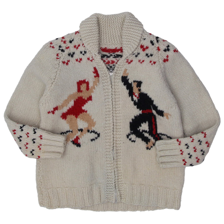 Vintage Mary Maxim “Cowichan” Figure Skating, Wool, Hand Knit Cream Sweater