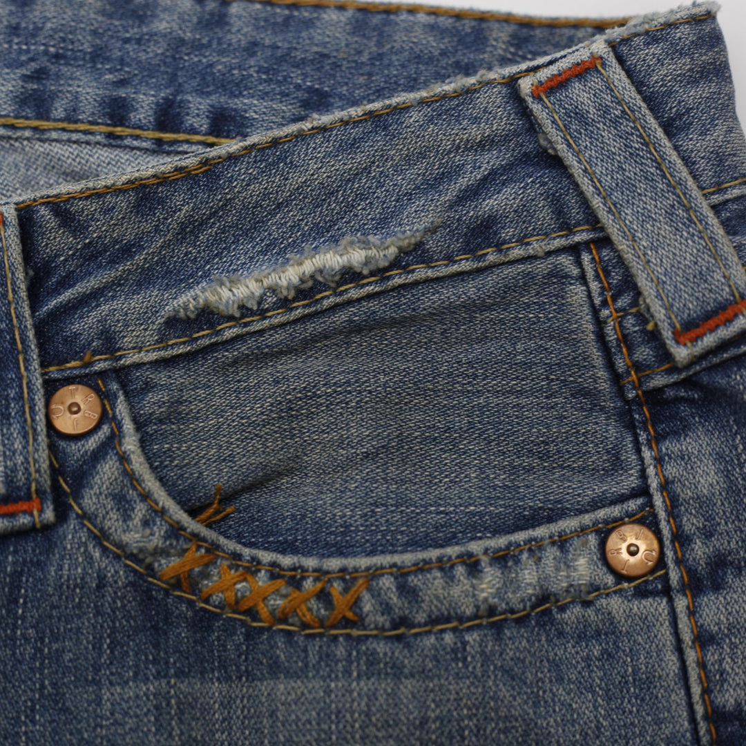 Y2K Ladies True Religion Patchwork Flare Jeans Ashbury Size 27 Made In USA