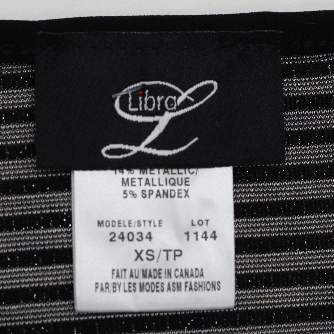 Y2K Ladies Libra Metallic Shimmer Panel Knit Top Size XS