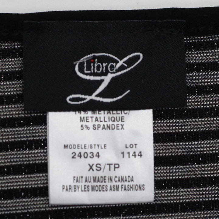 Y2K Ladies Libra Metallic Shimmer Panel Knit Top Size XS