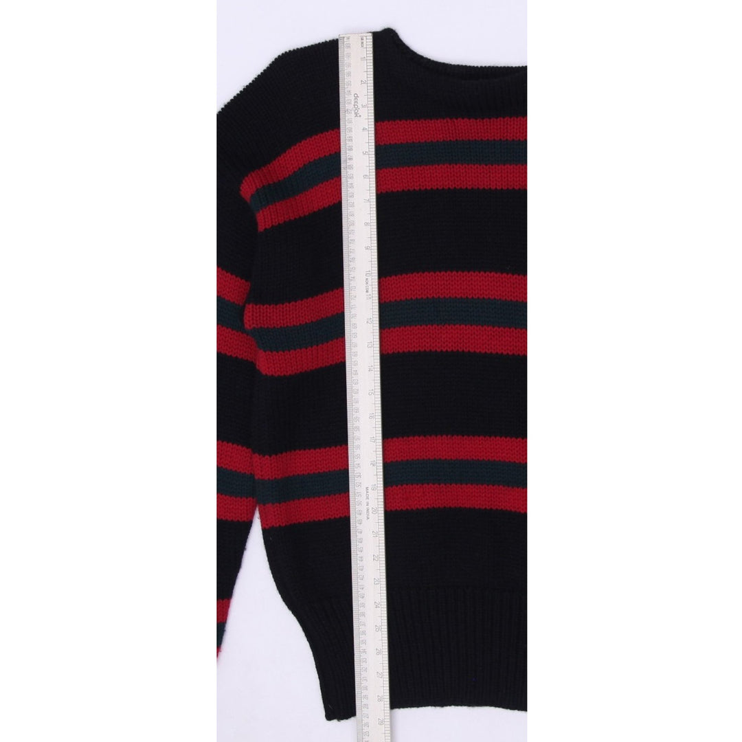 Vintage Polo By Ralph Lauren Striped 100% Wool Crewneck Sweater