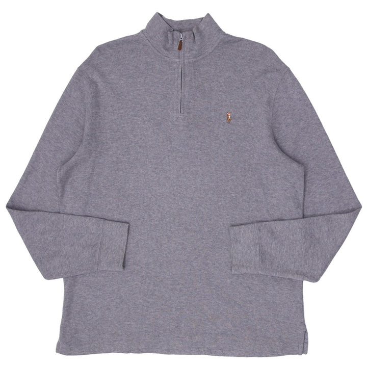 Mens Polo Ralph Lauren Estate Rib Gray Quarter Zip Sweater