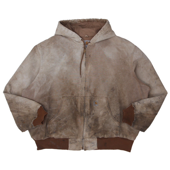Vintage Carhartt J131-BRN Hooded Work Jacket Made In USA Distressed - Fashion Rerun Vintage Migration_Jacket