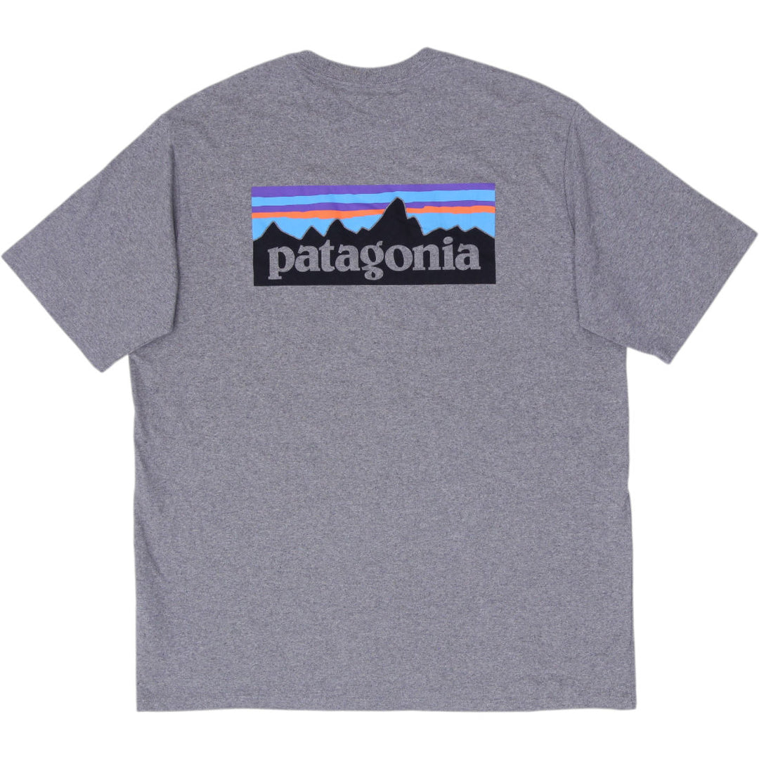 Mens Patagonia P-6 Logo Responsibili-Tee Gravel Heather Grey T-Shirt Size L