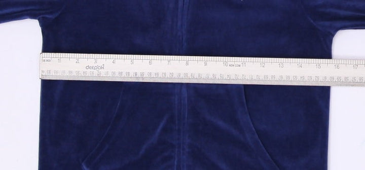 Y2K Youth Girls Juicy Couture Velour Full Zip Navy Hoodie M (8-10)