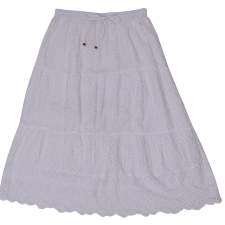 Y2K Ladies NAOO Eyelet Cotton Tiered Maxi Skirt Size M