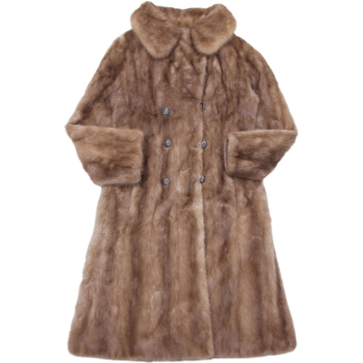 Elegant Jacqueline Dubis Genuine Mink Fur Coat Autumn Haze Honey Brown