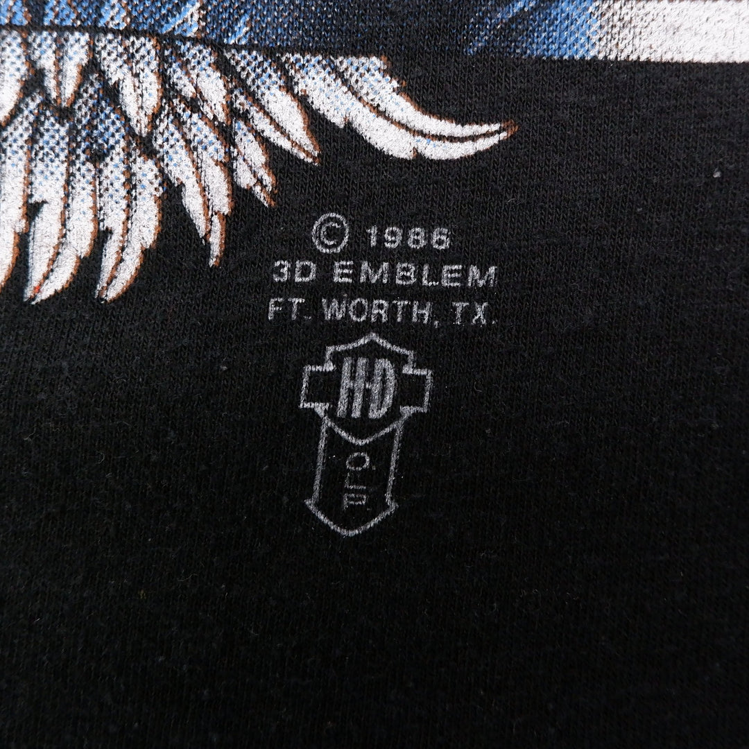 Vintage 1986 Harley Davidson 3D Emblem V Twin Tee Shirt Biker USA Single Stitch