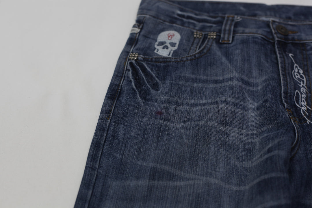 Y2K Mens Ed Hardy Skull & Dice Straight Leg Jeans