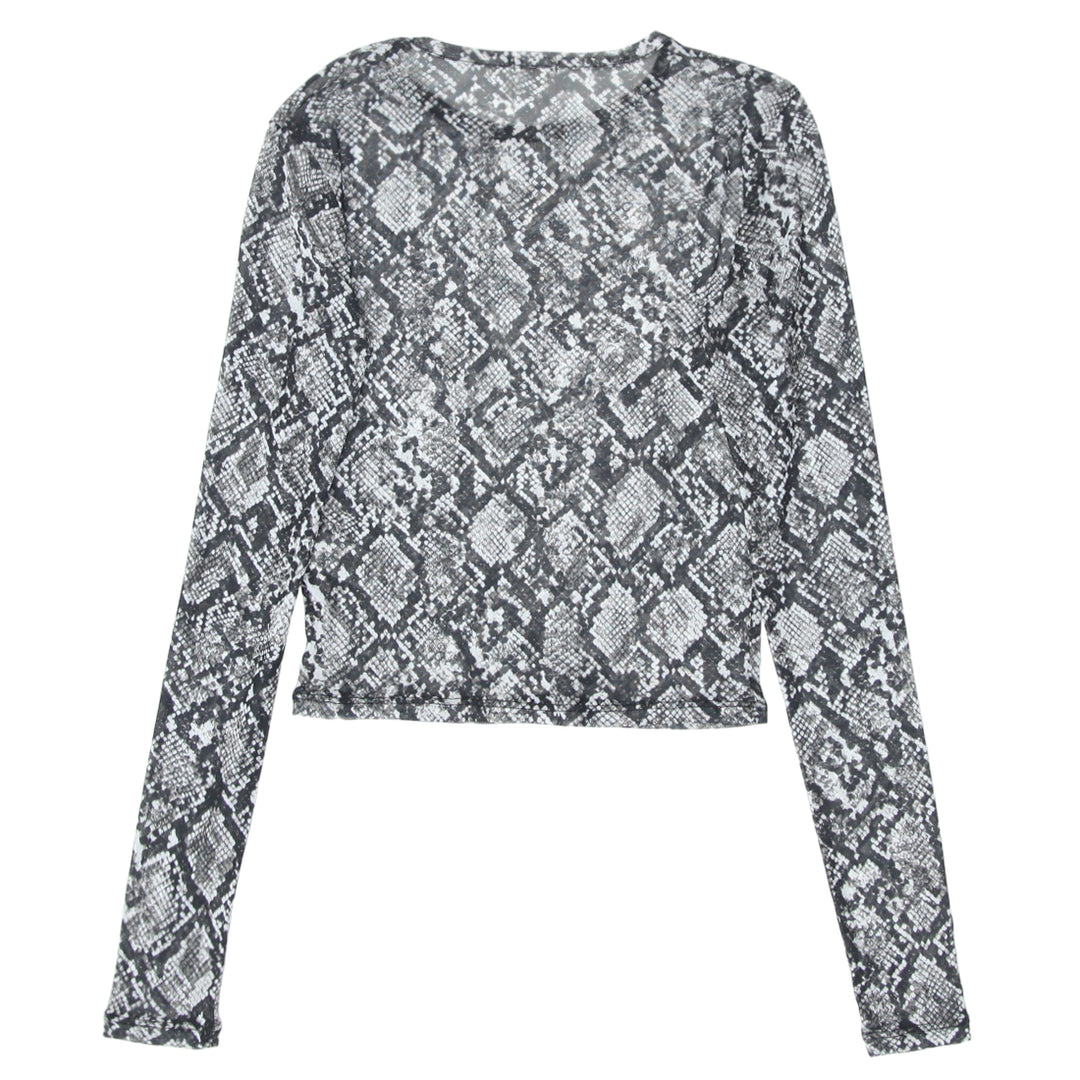 Ladies Snakeskin Mesh Long Sleeve Top