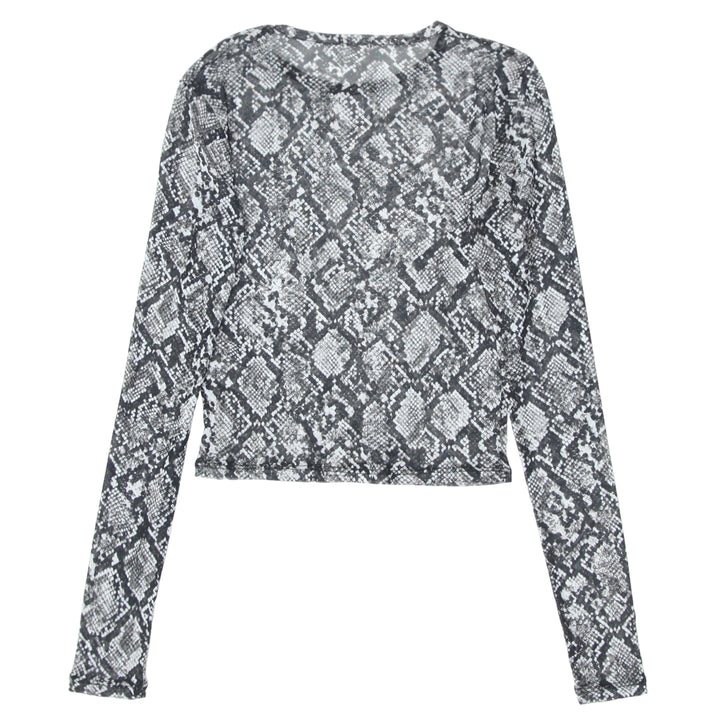 Ladies Snakeskin Mesh Long Sleeve Top