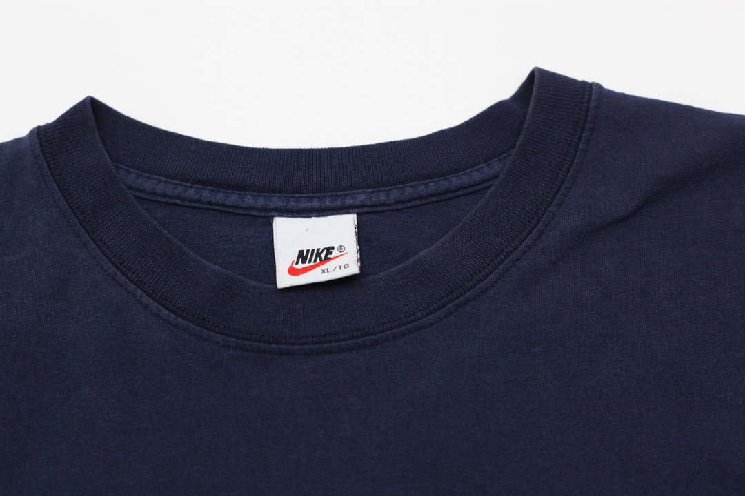 90's Vintage Nike Swoosh Embroidered Navy Crewneck T-Shirt XL