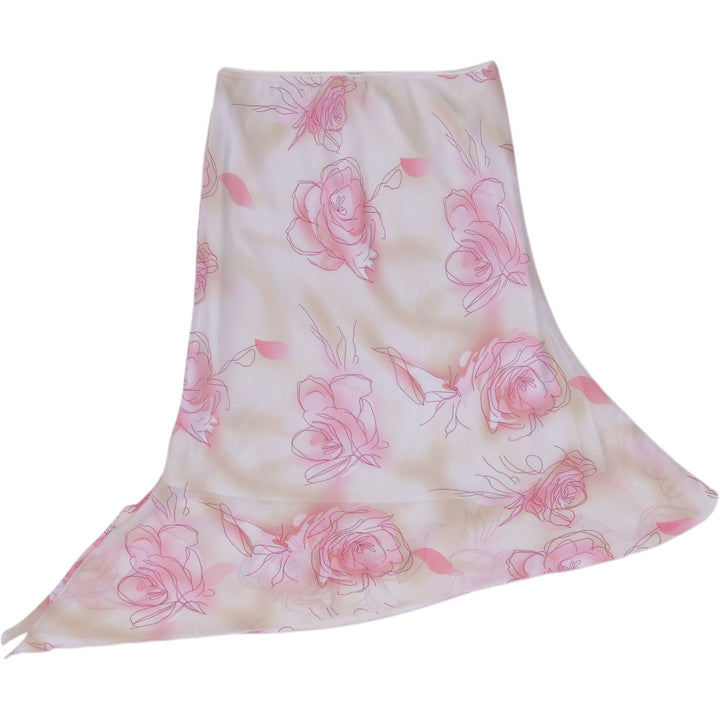 Y2K Ladies Suzy Shier  Shier Pink Rose Asymmetrical Midi Skirt Size M