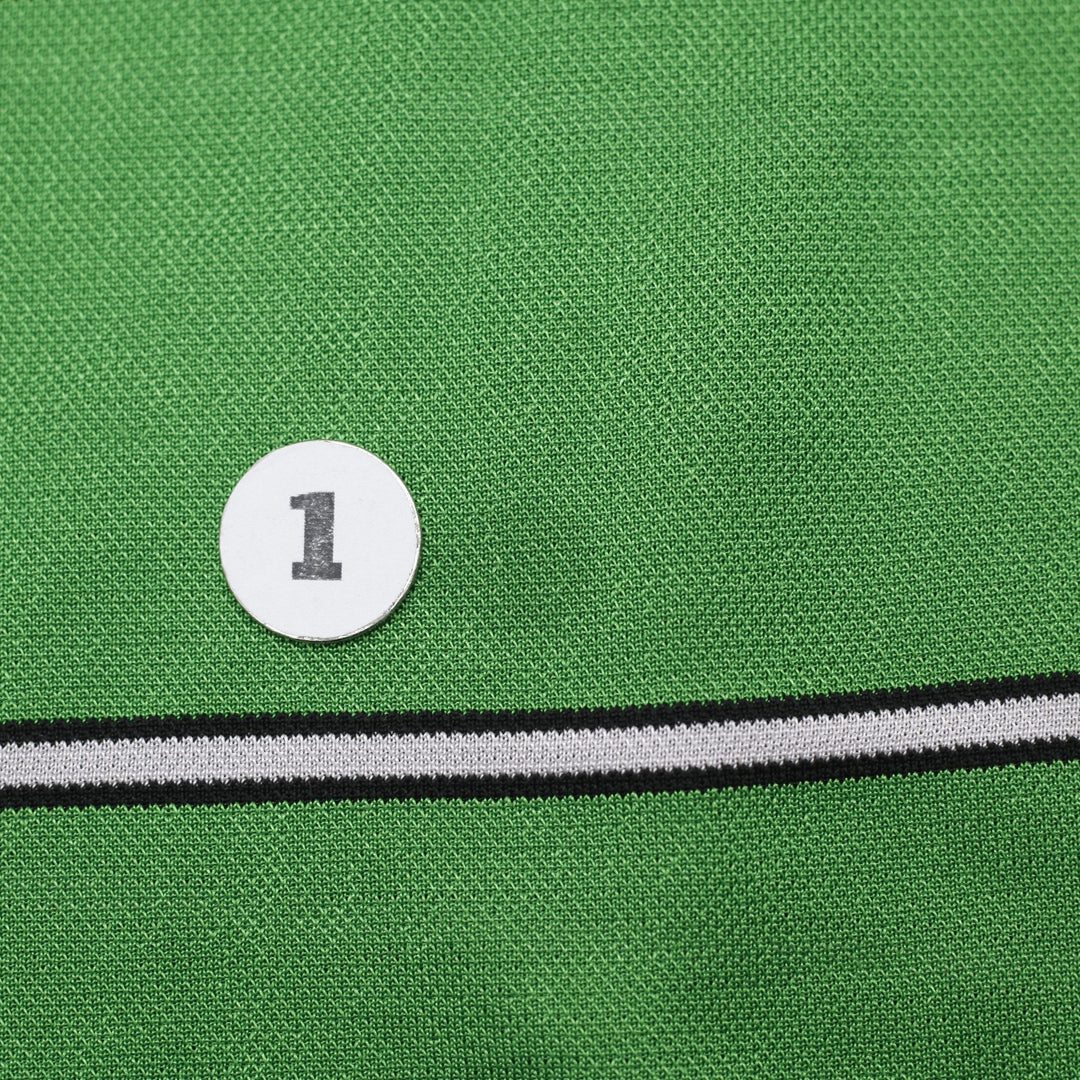 Vintage 90s Nike Green Striped V-Neck Jersey Shirt Size M | Migration_Jerseys - Alternate View | Fashion Rerun