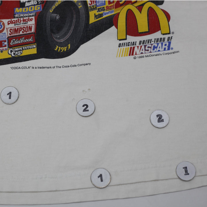 Vintage Mens Tultex NASCAR T-Shirt White Graphic Racing 1999 Bill Elliott