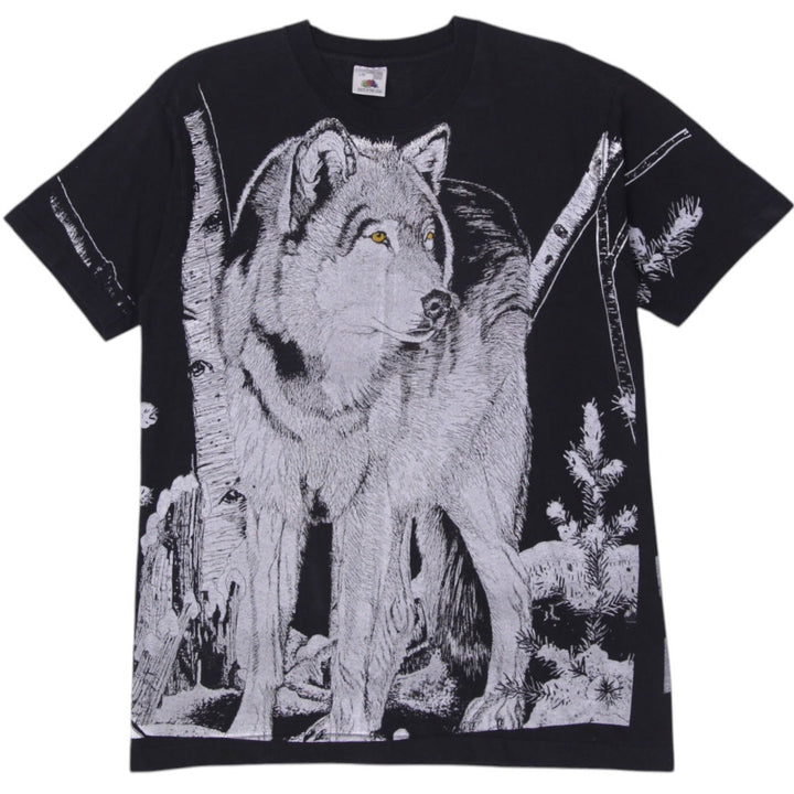 Vintage Mens Fruit of the Loom T-Shirt Black Wolf Graphic Nature | Migration_T-Shirts | Fashion Rerun