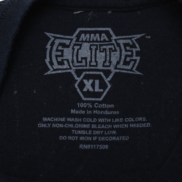 Y2k Mens MMA Elite Mall Goth Double Skull Graphic T Shirt Black Mens XL