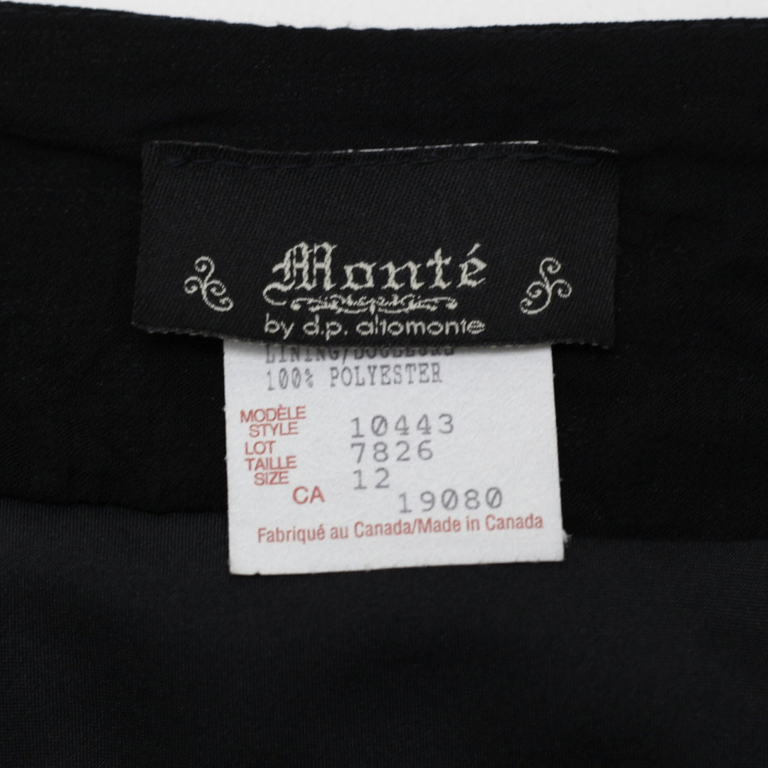 Y2K Ladies Monté by D.P. Altomonte Black Chiffon Midi Skirt with Beaded Waist
