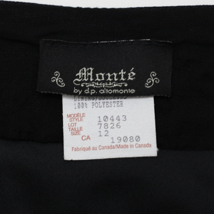 Y2K Ladies Monté by D.P. Altomonte Black Chiffon Midi Skirt with Beaded Waist